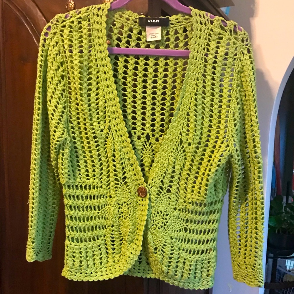 KIKIT cotton open knit light layer jacket